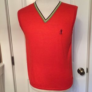 KRIZIA UOMO VEST SLEEVELESS SWEATER ORANGE RED KNIT LUXURY ITALY Size 50 L XL